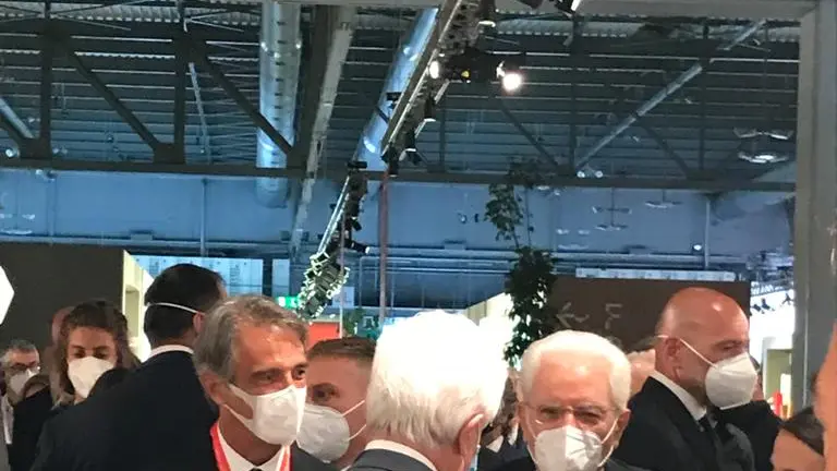 Paolo Fantoni, presidente di Fantoni spa, assieme al Presidente della Repubblica, Sergio Mattarella