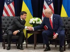 epa07869481 A handout photo made available by Ukraine Presidential Press Service shows Ukraine's President Volodymyr Zelensky (L) and US President Donald J. Trump (R) during a meeting on the sidelines of the 74th session of the United Nations General Assembly in New York, New York, USA, 25 September 2019. The annual meeting of world leaders at the United Nations runs until 30 September 2019. EPA/UKRAINE PRESIDENTIAL PRESS SERVICE / HANDOUT HANDOUT EDITORIAL USE ONLY/NO SALES