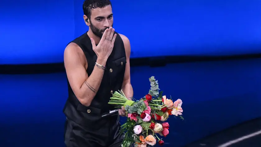 Italian singer Marco Mengoni on stage at the Ariston theatre during the 73rd Sanremo Italian Song Festival, in Sanremo, Italy, 11 February 2023. The music festival will run from 07 to 11 February 2023. ANSA/ETTORE FERRARI