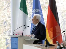 Il Presidente della Repubblica Sergio Mattarella al Campus delle Nazioni Unite di Bonn ,partecipa al seminario “La cooperazione tra Italia e Germania: un bene prezioso per l'UNFCCC e per la lotta al cambiamento climatico”, Bonn, 28 settembre 2024. ANSA/ FRANCESCO AMMENDOLA - UFFICIO PER LA STAMPA E LA COMUNICAZIONE DELLA PRESIDENZA DELLA REPUBBLICA ANSA PROVIDES ACCESS TO THIS HANDOUT PHOTO TO BE USED SOLELY TO ILLUSTRATE NEWS REPORTING OR COMMENTARY ON THE FACTS OR EVENTS DEPICTED IN THIS IMAGE; NO ARCHIVING; NO LICENSING NPK