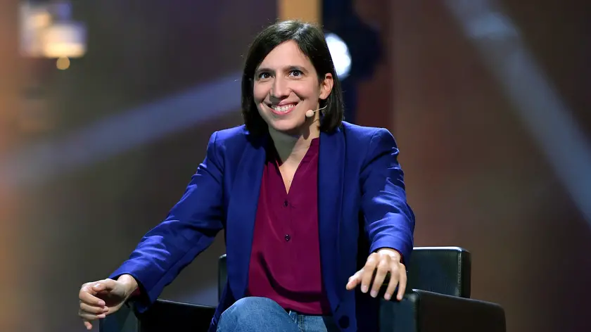 La segretaria del Partito Democratico Elly Schlein ospite dello ÔSky TG24 Live In RomaÕ presso le Corsie Sistine Roma, 08 ottobre 2024. ANSA/FABIO CIMAGLIA