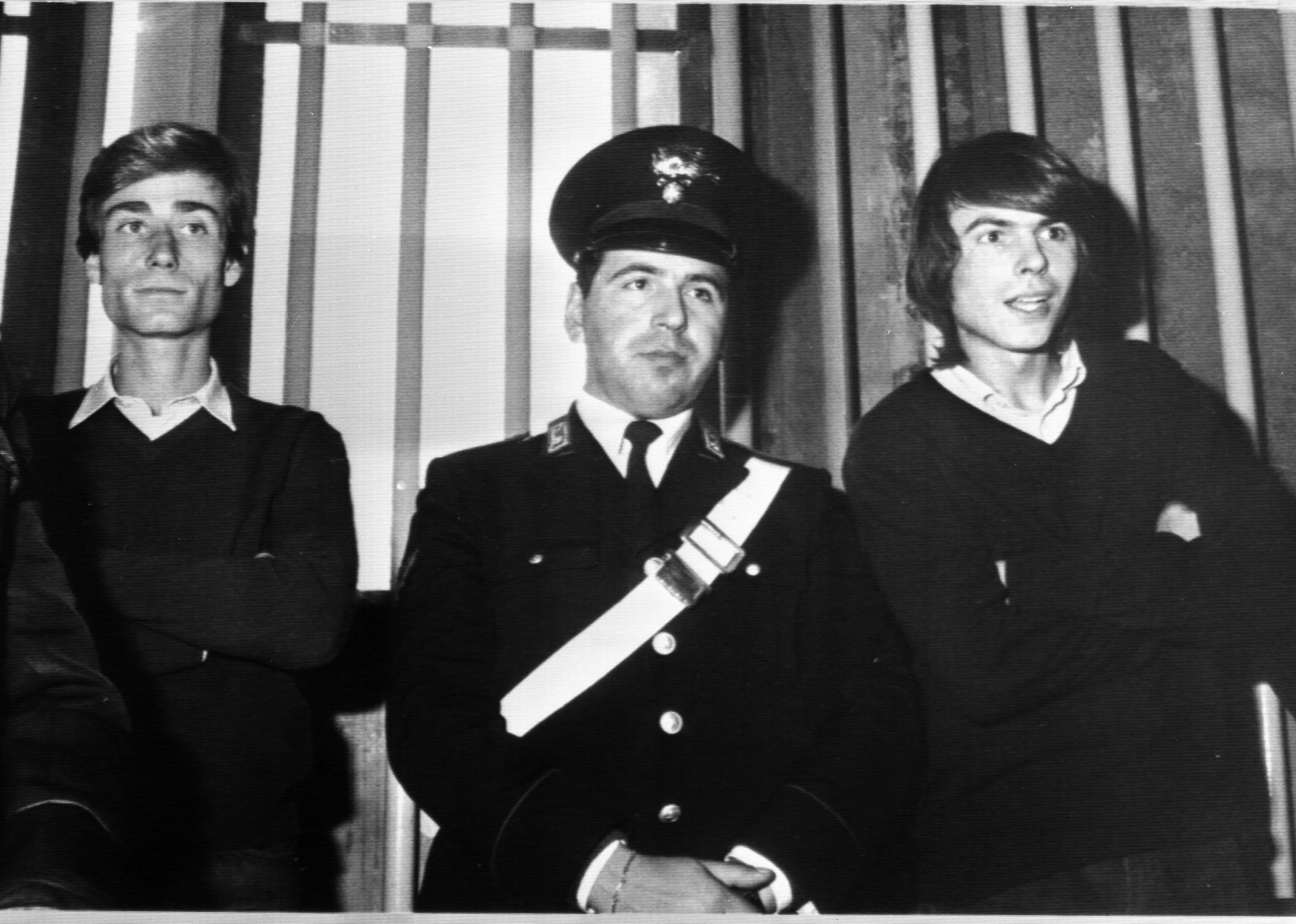 Nella foto di archivio, Marco Furlan e Wolfang Abel a Verona nel 1986 durante il processo