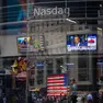 epa11528584 People walk past the Nasdaq in New York, USA, 05 August 2024. US indexes dropped at opening as stock markets around the world are declining from large sell-offs while investors continue to react to a report released last week by the United States Bureau of Labor Statistics showing the unemployment rate in the United States rose to 4.3 percent in July 2024. EPA/JOHN TAGGART