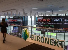 epa10538169 Screens display stock market prices in the operations room at the Euronext stock exchange headquarters in the Paris financial district of La Defense, France, 23 March 2023. Euronext is a pan-European market infrastructure, connecting European economies to global capital markets. It operates regulated exchanges in Belgium, France, Ireland, Italy, the Netherlands, Norway and Portugal. EPA/CHRISTOPHE PETIT TESSON