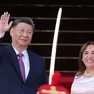 epa11721826 The President of Peru, Dina Boluarte (R), receives the President of China, Xi Jinping, at the Government Palace in Lima, Peru, 14 November 2024. Xi Jinping was received with the highest honors at the Government Palace in Lima, where he arrived on a state visit to meet with his Peruvian counterpart, Dina Boluarte, and to participate in the inauguration of the Chancay mega-port. EPA/Paolo Aguilar