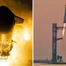 Il lancio e poi il momento del recupero del Super-Heavy Booster sulla rampa (Credit Space X)