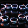 Gas flames burning on a stove in a kitchen, Rome 14 March 2023. ANSA/FABIO FRUSTACI