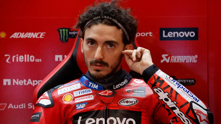 epa11723964 Ducati Lenovo rider Francesco Bagnaia of Italy sits in his paddock during the second free practice session for the Motorcycling Solidarity Grand Prix of Barcelona, in Barcelona, Spain, 16 November 2024. The Motorcycling Solidarity Grand Prix of Barcelona is held at the Circuit de Barcelona-Catalunya racetrack on 17 November 2024 replacing the Grand Prix of Valencia season ender. EPA/ALBERTO ESTEVEZ