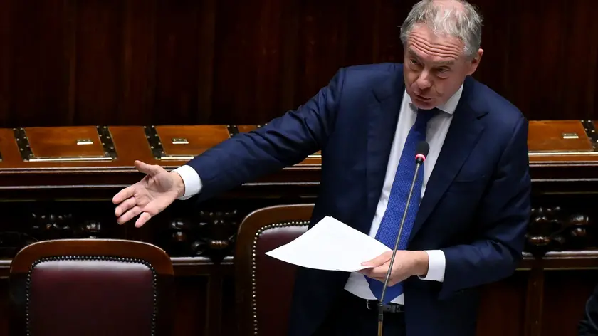 Il ministro delle Imprese e del Made in Italy, Adolfo Urso, durante il Question time nell'aula di Montecitorio, Roma, 20 novembre 2024. ANSA/ETTORE FERRARI