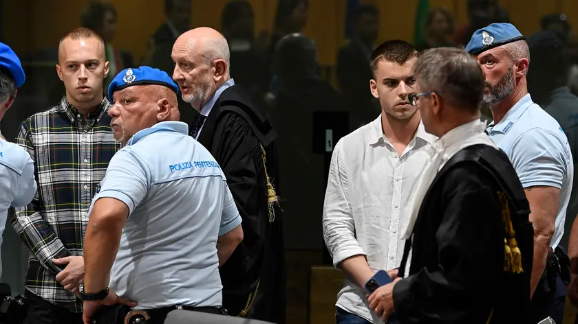 Lee Elder Finnegan (L) and Gabriele Natale Hjorth (R) during the appeal process for the murder of Carabiniere Mario Cerciello Rega in 2019, Rome, Italy, 3 July 2024. ANSA/RICCARDO ANTIMIANI