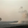 epa11734833 Smoke rises as a result of an Israeli airstrike on the village of Al-Khiam in southern Lebanon, as seen from the Israeli side of the border, northern Israel, 22 November 2024, amid cross-border hostilities between Hezbollah and Israel. Israel's military stated on 22 November, that following sirens that sounded in the Haifa Bay area, approximately five projectiles were identified crossing from Lebanon into Israeli territory. EPA/ATEF SAFADI