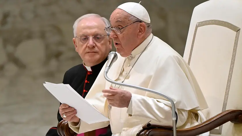 Pope Francis leads an audience with fishermen and participants of the CEI Conference on National Healthcare Services in the Paul VI Hall, Vatican City, 23 November 2024. ANSA/RICCARDO ANTIMIANI