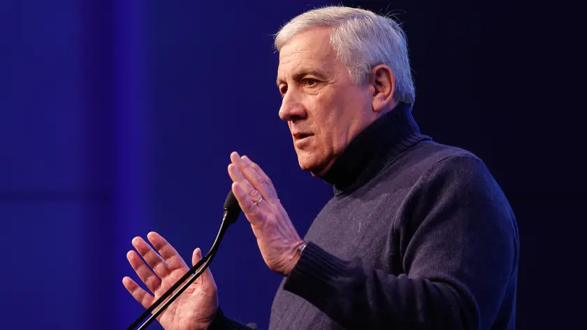 Il ministro degli Affari Esteri Antonio Tajani al Marriott hotel durante l'assemblea nazionale di Noi Moderati, Roma, 1 Dicembre 2024. ANSA/GIUSEPPE LAMI