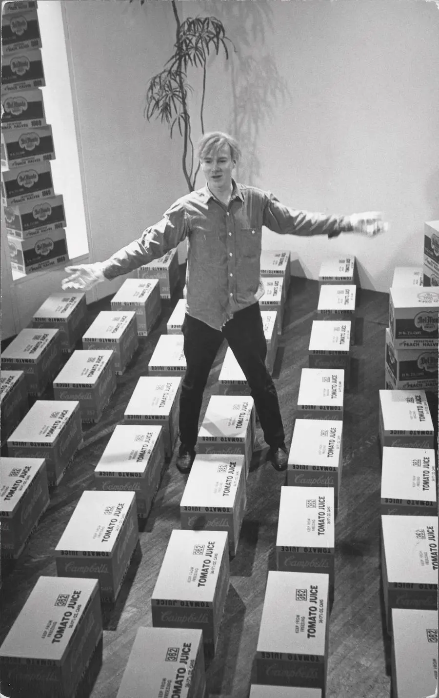 Frank McDarrah, Warhol & Brillo Boxes At Stable Gallery, 1964 (Photograph © Fred W. McDarrah/MUUS Collection)