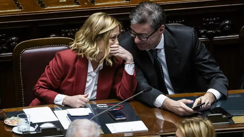 Giorgia Meloni e con il ministro Giancarlo Giorgetti