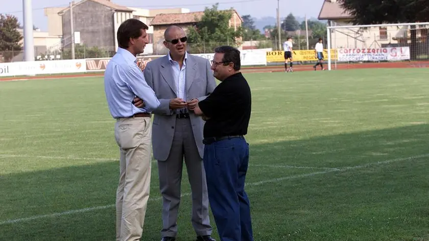 DA SX CARLO OSTI, GIOVANNI GARDINI, ETTORE SETTEN DEL TREVISO CALCIO