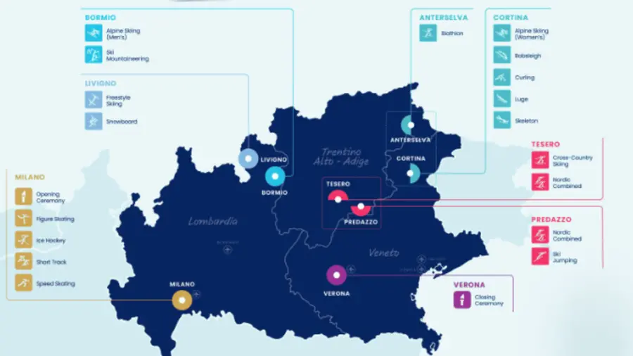 La mappa, pubblicata sul sito ufficiale delle Olimpiadi, con le location delle gare