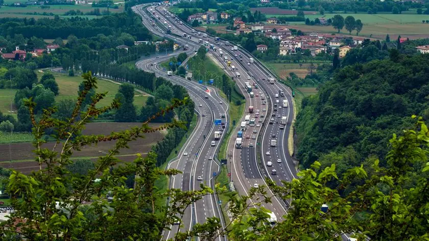 L'autostrada A4 Brescia-Padova in uno dei tratti più congestionati, quello fra Vicenza Est e Vicenza Ovest