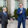 Il ministro degli Esteri Antonio Tajani con il presidente della Repubblica serba, Aleksandar Vucic Foto Ansa