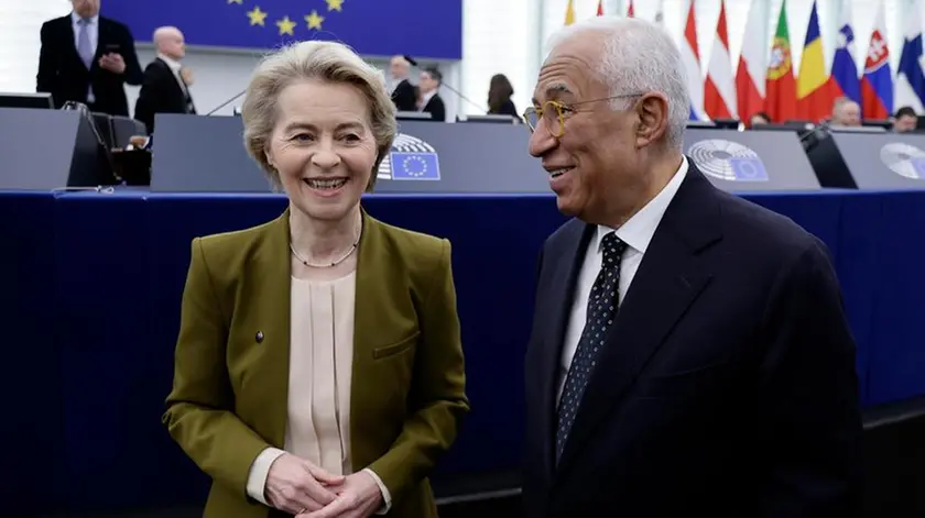 Ursula von der Leyen, presidente della Commissione europea, con Antonio Costa, presidente del Consiglio della Ue