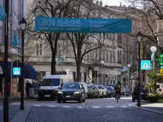 Striscioni Go!2025 nel centro di Gorizia. Foto Bumbaca