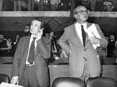 Il segretario del Partito Comunista Enrico Berlinguer e il segretario del Partito Socialista Bettino Craxi