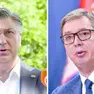 Da sinistra il primo ministro croato Andrej Plenković e il presidente serbo Aleksandar Vučić