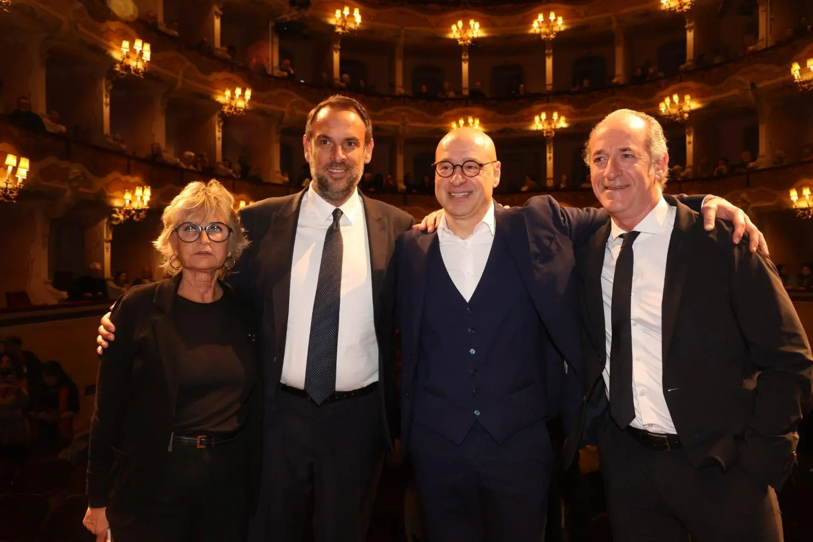 Da sinistra Maria Teresa De Gregorio, Treviso Mario Conte, Marco Goldin e Luca Zaia (Fotofilm)