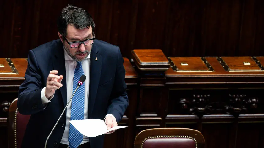 Il vicepremier Matteo Salvini in aula alla Camera durante il Question time