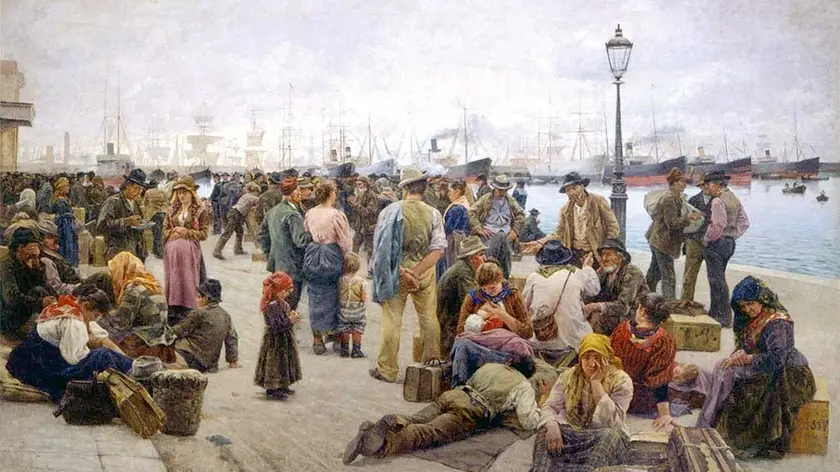 Angelo Tommasi, Gli emigranti, 1896, Galleria Nazionale d'Arte Moderna e Contemporanea Roma