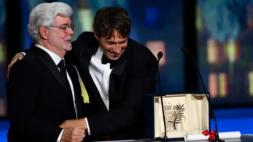 Sean Baker, favorito per la vittoria finale, con George Lucas