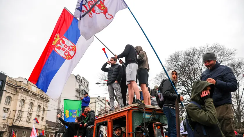 La protesta a Belgrado lo scorso sabato