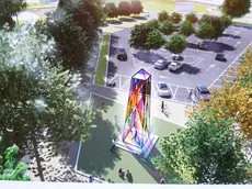 Un rendering dell’obelisco che sarà allestito alla Casa Rossa