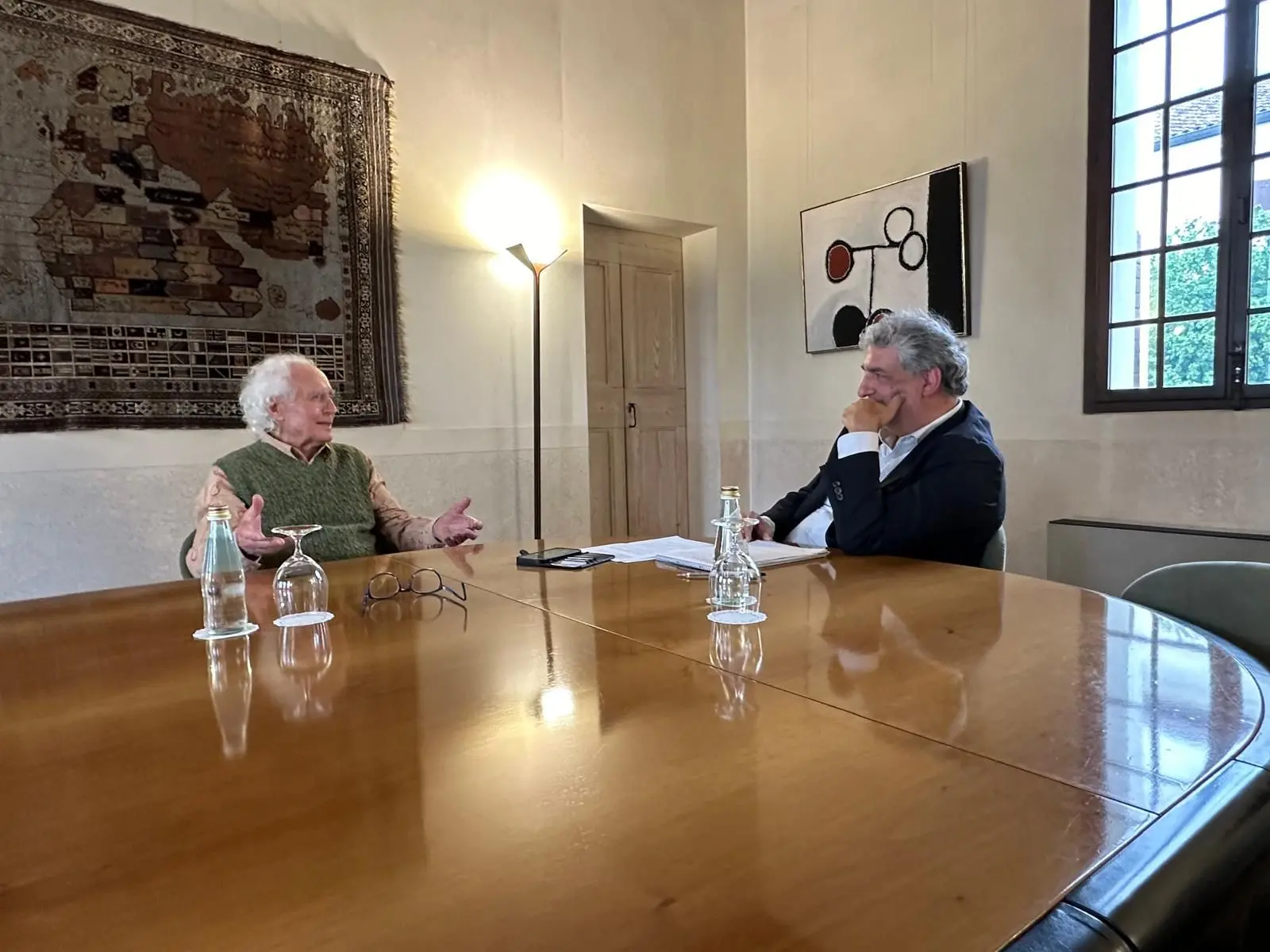 Luciano Benetton con il giornalista Daniele Ferrazza