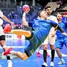 Il centrale azzurro Simone Mengon in fase d’attacco (Foto Figh/Canu)