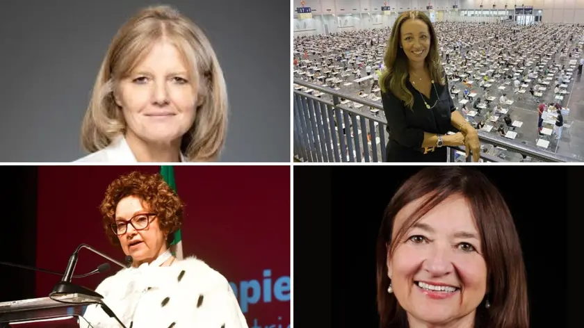 Le quattro rettrici del Nord Est: sopra, a sinistra Chiara Leardini (Verona), a destra Daniela Mapelli (Padova). Sotto, a sinistra Tiziana Lippiello (Venezia), a destra Donata Vianelli (Trieste)