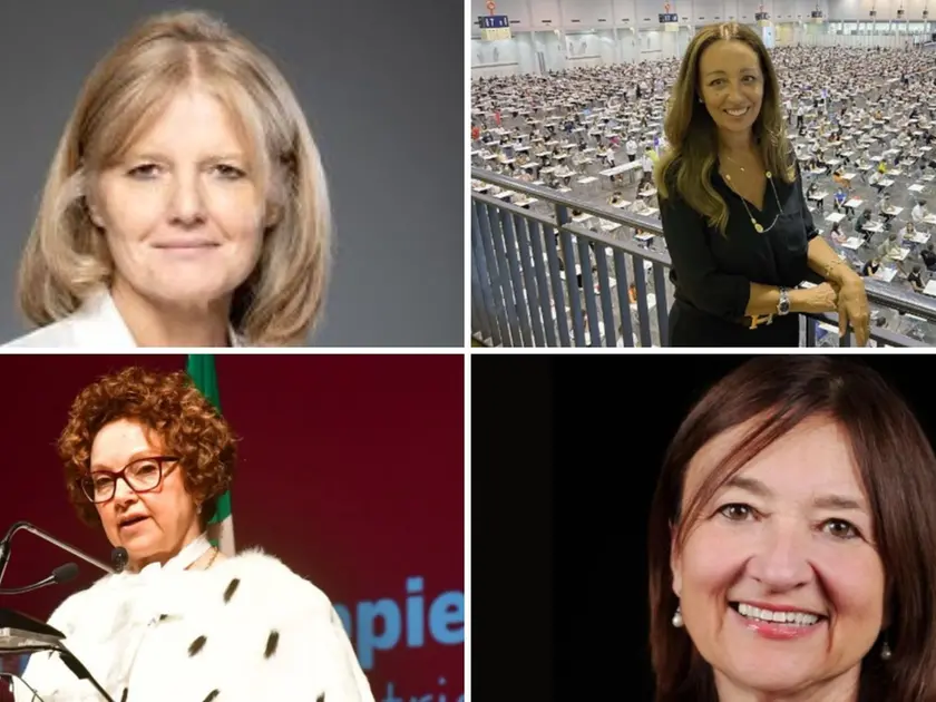 Le quattro rettrici del Nord Est: sopra, a sinistra Chiara Leardini (Verona), a destra Daniela Mapelli (Padova). Sotto, a sinistra Tiziana Lippiello (Venezia), a destra Donata Vianelli (Trieste)