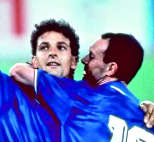 Il bomber delle Notte Magiche con Roby Baggio al Mondiale 1990
