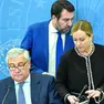 I tre leader del centrodestra: Antonio Tajani (FI), Matteo Salvini (Lega) e Giorgia Meloni (FdI)