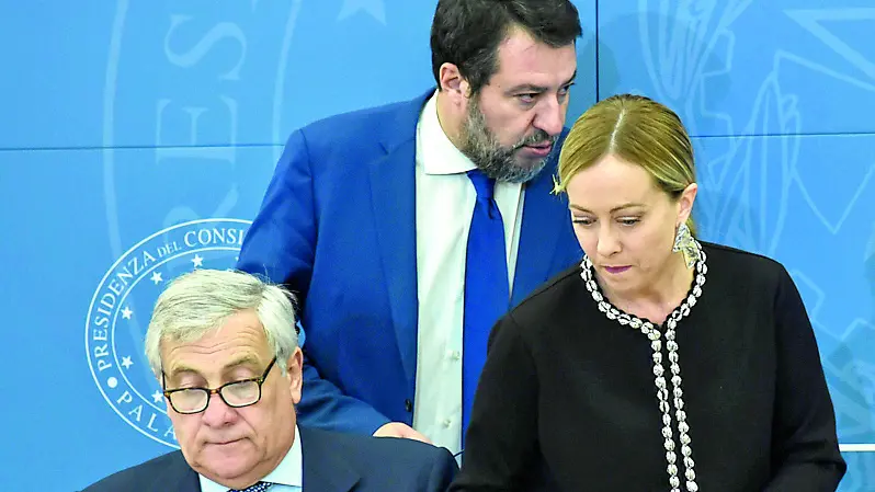 I tre leader del centrodestra: Antonio Tajani (FI), Matteo Salvini (Lega) e Giorgia Meloni (FdI)