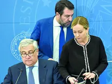 I tre leader del centrodestra: Antonio Tajani (FI), Matteo Salvini (Lega) e Giorgia Meloni (FdI)