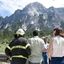 Un'immagine degli interventi della frana che ha interdetto la Alemagna, nel comune di San Vito di Cadore, nella prime ore di martedì 1 luglio