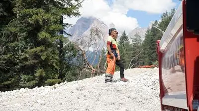 Il materiale roccioso che l'1 luglio ha invaso l'Alemagna a San Vito di Cadore