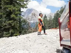 Il materiale roccioso che l'1 luglio ha invaso l'Alemagna a San Vito di Cadore