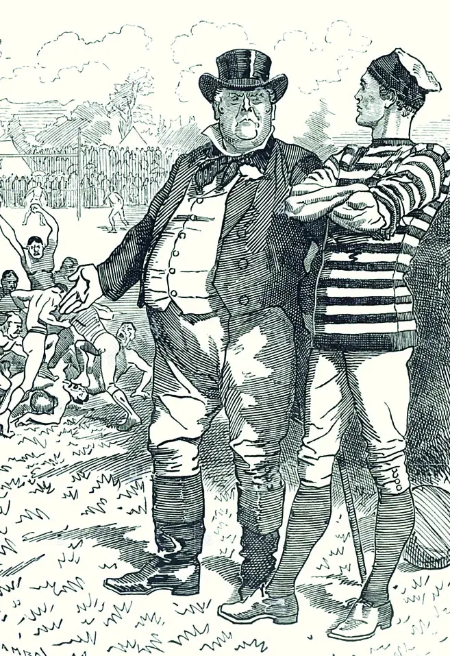 L’illustrazione nella copertina del libro. ”Barbarians at play”, da “Punch”, 3 novembre 1888