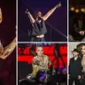 Jovanotti e, da sinistra, in alto Marco Mengoni e Riccardo Muti, in basso Robbie Williams e i Baustelle