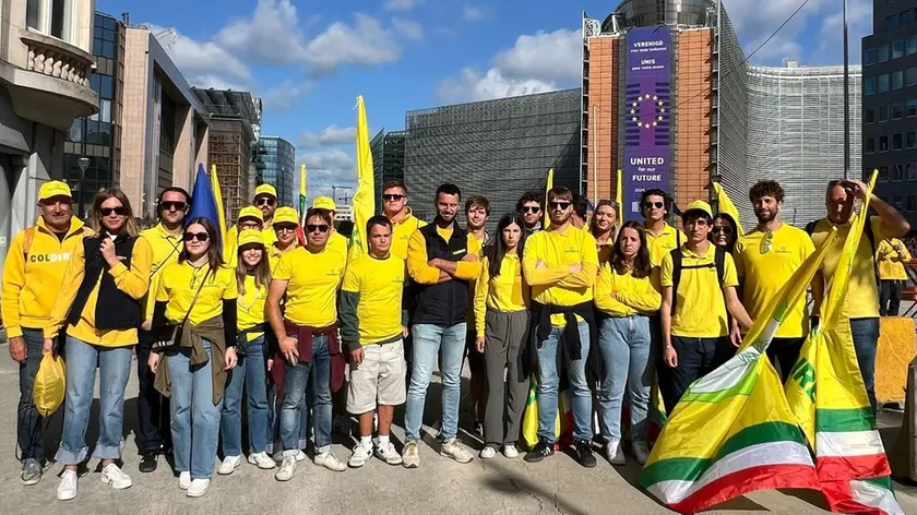La protesta davanti a Bruxelles