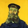 Il postino Joseph, ritratto da Van Gogh nella sua uniforme, giacca blu, cappello con visiera con la scritta Postes