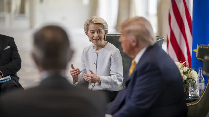 Il presidente Usa Donald Trump e la presidente della Commissione europea Ursula von der Leyen