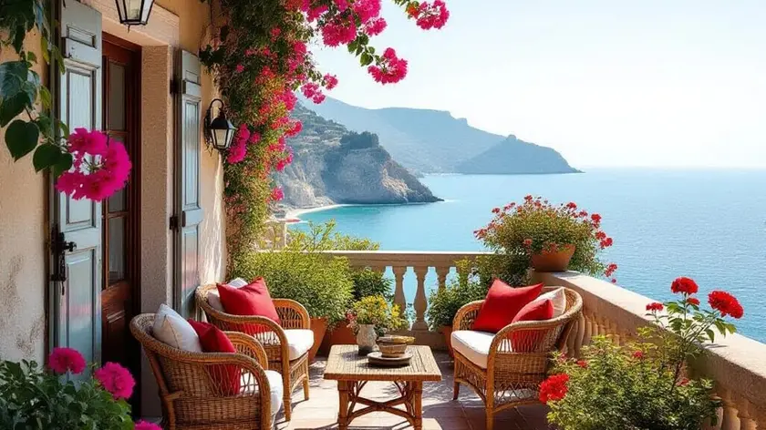 La terrazza piena di buganvillee pareva tuffarsi nel mare